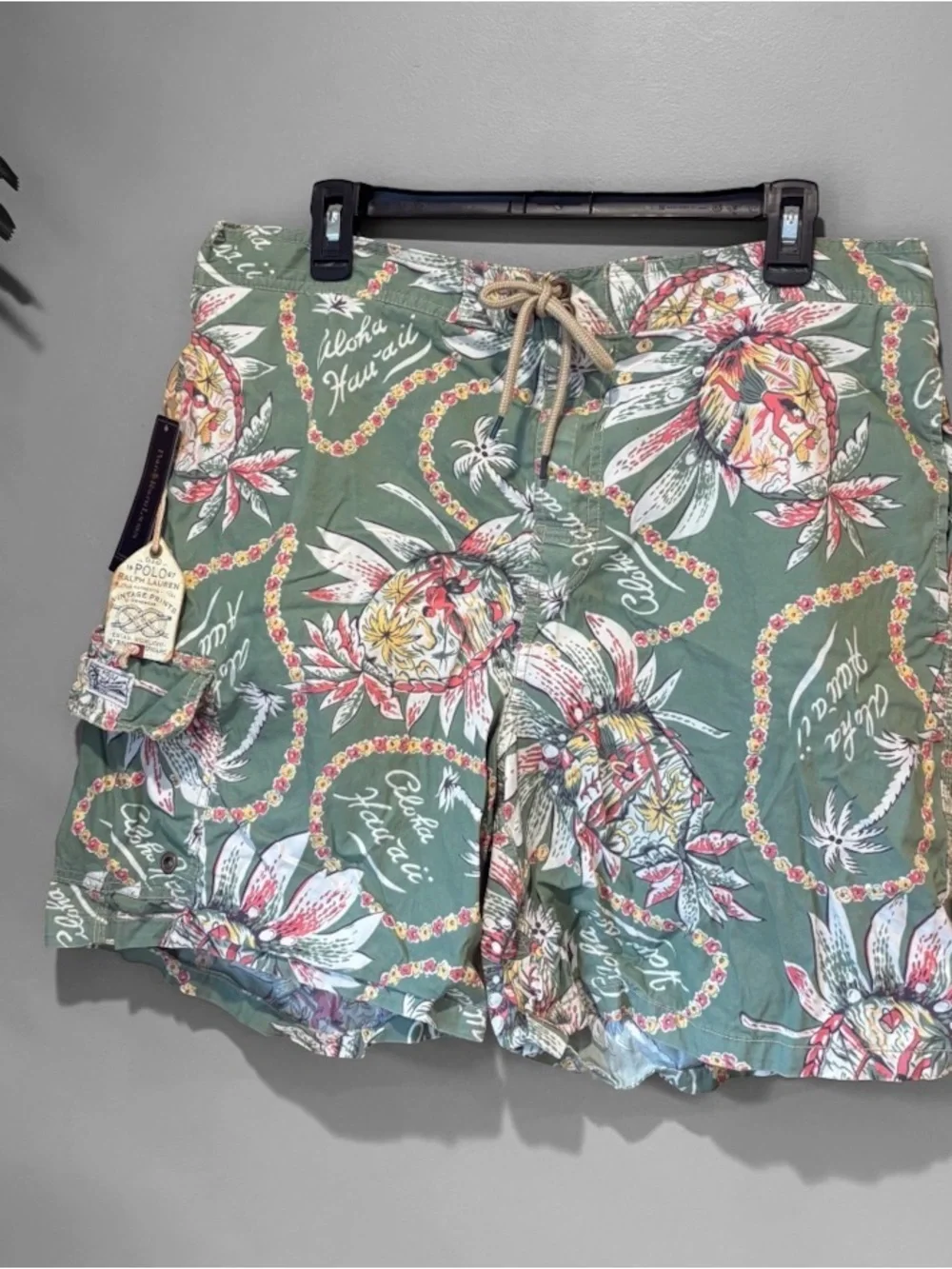 Polo Ralph Lauren Men’s Size 36-38” Vintage Aloha Hawaiian Print Swim Shorts